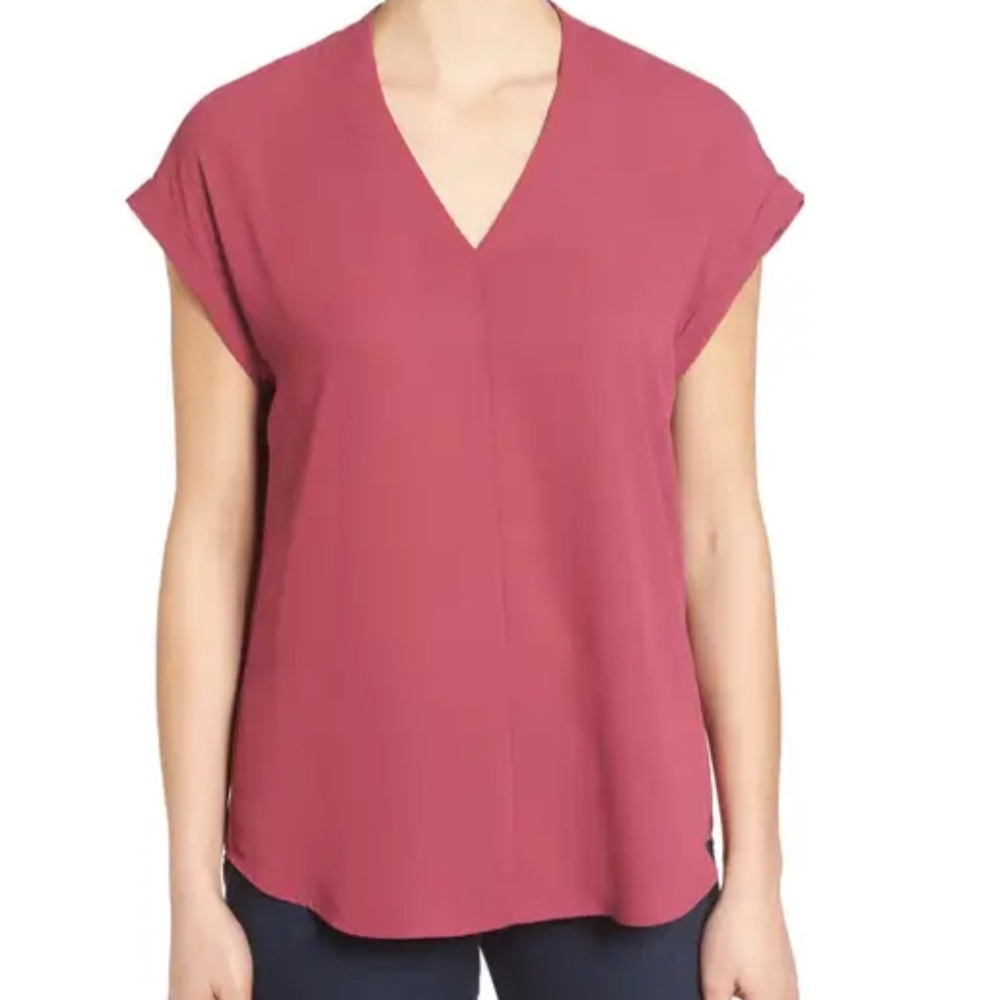 Nordstrom’s purchase. V-Neck Mixed Media Top.